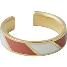 Justerbar størrelse Ringer Design Letters Striped Candy Ring - Gold/Red/White