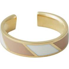 Justerbar størrelse Ringer Design Letters Striped Candy Ring - Gold/Beige/White