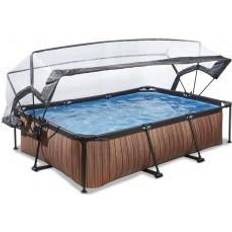 Exit Toys Rectangular Wood Pool with Filter Pump & Roof 3x2x0.65m