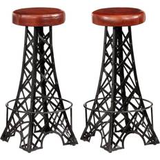 vidaXL Real Leather Bar Stool 29.9" 2