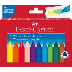 Wasserbasiert Kreiden Faber-Castell Wachsmalkreiden Dreikant mit Papierbanderole 12 Farben s