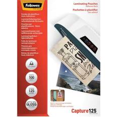A4 Laminiertaschen Fellowes A4 125 Micron Adhesive Back Glossy Laminating Pouches 100-pack