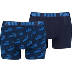 Puma Herre Underbukser Puma Men's Logo All-Over-Print Boxer Shorts 2-pack - Blue