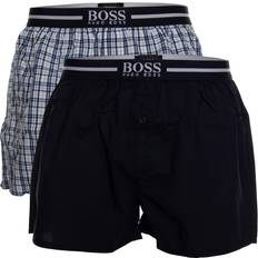Herre - Klassiske boksere Underbukser Hugo Boss Cotton Poplin Pyjama Shorts 2-pack - Dark Blue