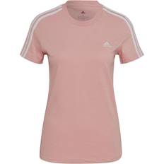 Adidas Women's Loungewear Essentials Slim 3-Stripes T-shirt - Wonder Mauve/White