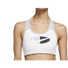 Nike Dri-FIT Swoosh Medium-Support 1-Piece Pad Colour-Block Sports Bra - White/Black/Light Smoke Grey