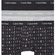 Calvin Klein Grau Bekleidung Calvin Klein Cotton Stretch Low Rise Trunks 3-pack - Black/Grey Heather/Subdued Logo