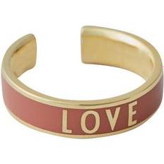 Justerbar størrelse Ringer Design Letters Word Candy Ring - Gold/Pink