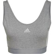 Adidas Women's Essentials 3-Stripes Crop Top - Medium Grey Heather/White