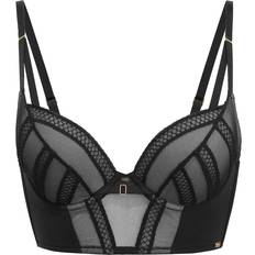 Gossard Shadow Mesh Longline Plunge Bra - Black/Grey