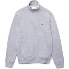 Lacoste Zippered Stand Up Collar Cotton Sweatshirt - Silver Chine