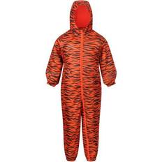 18-24M Regenoveralls Regatta Kid's Printed Splat II Waterproof Puddle Suit - Blaze Orange Tiger