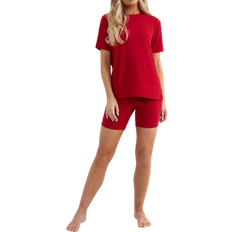 Damen - Polyester Schlafanzüge Brave Soul Womens Ribbed Pyjama Set - Red