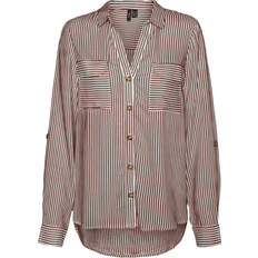 Vero Moda Bumpy Long Sleeved Shirt - Off White/Brown