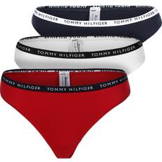 Blau - Damen Slips Tommy Hilfiger Recycled Cotton Thongs 3-pack - White/Desert Sky/Primary Red