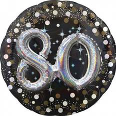 Amscan Anagram 3790201 Gold Sparkling Celebration 80th Birthday Round Foil Balloon 18 Inch