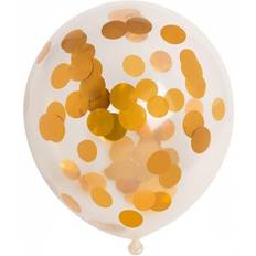 Ballong transparent m.rund konfetti Guld