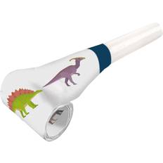 Amscan 9903982 Air Trumpets Happy Dinosaur, Pack of 8, Size Approx. 30 cm, White with Multicoloured Motifs, Party Horn Happy Dinosaur, Give Away, Birthday, Carnival, Children's Party, Theme Party