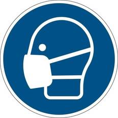 Blå Informasjonsskilt Durable Mandatory Sticker "Wear a Face Shield" Removable