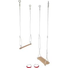 Small Foot 11908 3-in-1 Set, with Board Swing, Wooden Trapeze and Metal Gymnastic Rings, for Ages 3 Years Toys