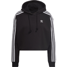 Adidas Women\'s Essentials 3-Stripes Cropped Hoodie - Black/White • Price »