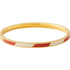 Design Letters Striped Candy Bangle - Gold/White/Red