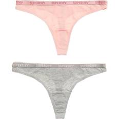 Superdry Organic Cotton Harper Thong 2-pack - Pale Pink/Grey