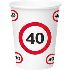 Folat 40th Birthday Traffic Sign Paper Cups 350 ml 8 Pieces Multi Colors