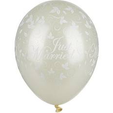 Ballone Papstar Luftballons "Just Married" elfenbein metallic Umfang: 900 mm, Durchmesser: 290 mm, aus Naturkautschuklatex