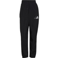 Adidas Women's Sportswear Brand Love Repeat Logo High-Waist Woven Tracksuit Bottoms - Black/White