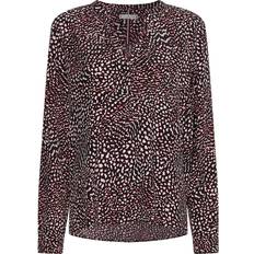 Tommy Hilfiger Feather Print V-neck Blouse - Feather Prt/Red White Black