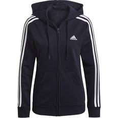 Adidas Dame - Hettegensere Adidas Women Essentials French Terry 3-Stripes Full-Zip Hoodie - Legend Ink/White