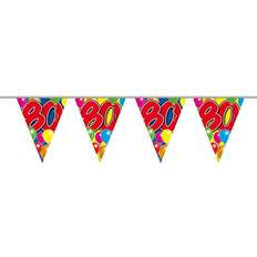 Folat Balloon Design Bunting No 80th Birthday, 10 metres Long