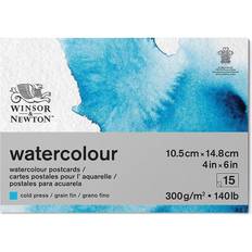 Water Based Watercolor Paper Winsor & Newton and Watercolour Paper Pad, A6 (10,5 x 14.8 cm) 15 Sheets, 300 g/m² Glue Bound, Cold Pressed, Acid Free, Mixture of 25 Percent Cotton and Cellulose Fibres, Natural White