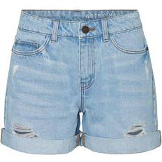 Damen - Jeansshorts - L Noisy May Smiley Normal Waist Denim Shorts - Light Blue Denim