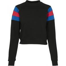 Urban Classics Ladies Sleeve Stripe Crew Sweatshirt - Black/Brightblue/Firered