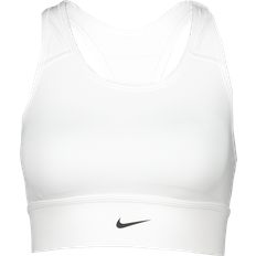 Nike Dri-FIT Swoosh Medium-Support 1-Piece Padded Longline Sports Bra - White/Black