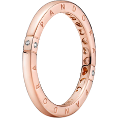 Pandora Logo & Hearts Ring - Rose Gold/Transparent