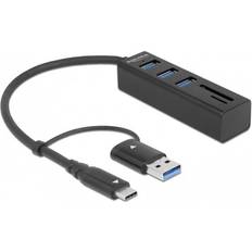 DeLock USB 3.2 Gen 1 In-Desk Card Reader for microSD/SD with USB hub (63859)