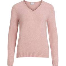 Vila Ril V-Neck Knitted Pullover - Pink/Misty Rose