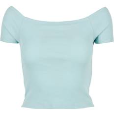 Urban Classics Ladies Off Shoulder Rib Tee - Sea Blue