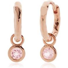 Monica Vinader Mini Gem Huggie Earrings - Rose Gold/Natural Pink