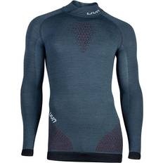 Herren - Wolle Basisschicht UYN Fusyon Merino UW Long Sleeve Shirt Men - Orion Blue/Bordeaux/Pearl Grey