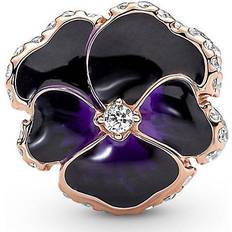 Purple Charms & Pendants Pandora Pansy Flower Charm - Rose Gold/Purple/Transparent