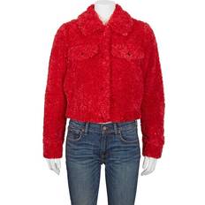 Michael Kors Faux Sherpa Trucker Jacket - Red