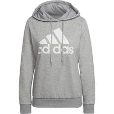 Adidas Women's Essentials Relaxed Logo Hoodie - Medium Grey Heather/White