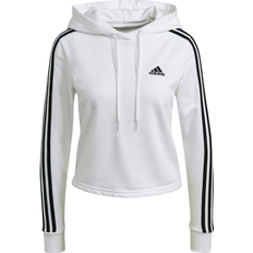 Adidas Women's Essentials 3-Stripes Cropped Hoodie - White/Black