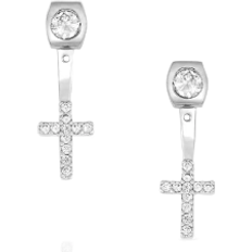 Montana Silversmiths Star Lights Faith Cross Earrings - Silver/Transparent