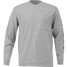 Carhartt Loose Fit Heavyweight Long Sleeve Logo Sleeve Graphic T-shirt - Heather Grey