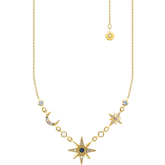 Einstellbar Größe Halsketten Thomas Sabo Royalty Star & Moon Necklace - Gold/Multicolour